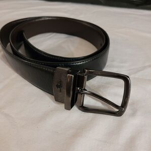 Dockers Men’s Reversible Bet Sz 38-40 Black Brown Faux Leather Silver Buckle